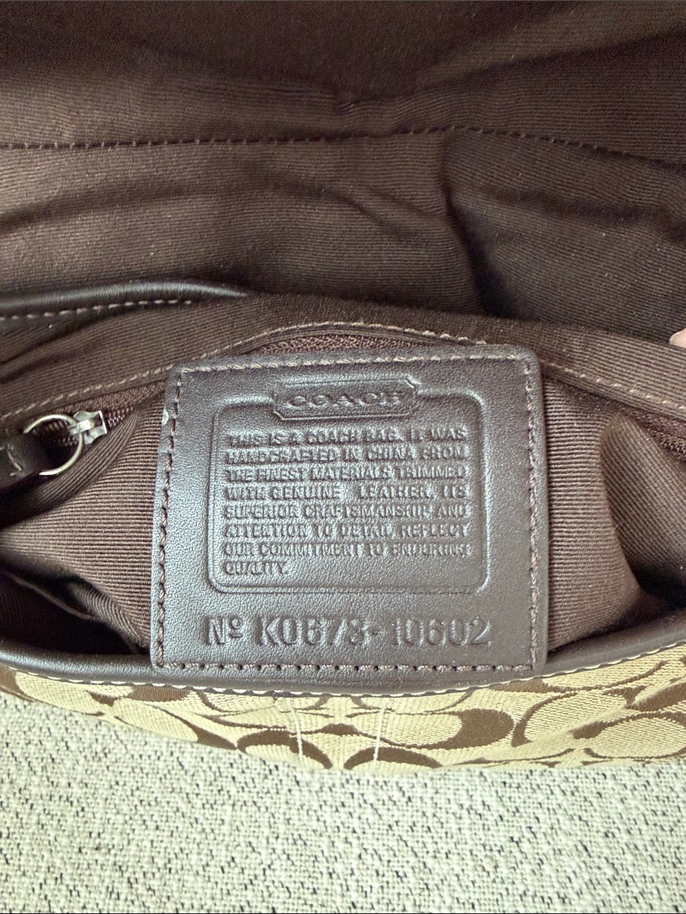 Coach Beige & Dark Brown Signature Shoulder Bag - Picture 5 of 5
